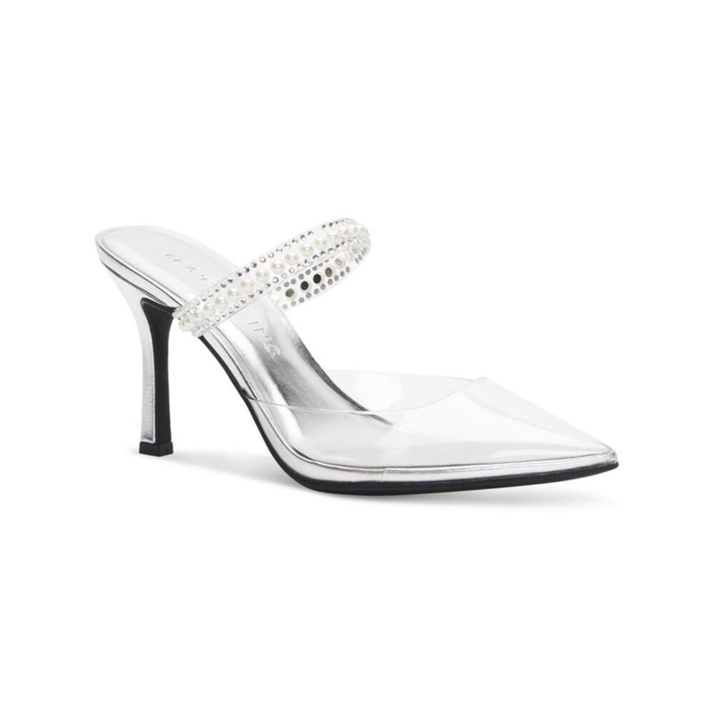 MATEO BY INC Womens Clear Cindy Pointy Toe Stiletto Heeled Mules Shoes 9 M